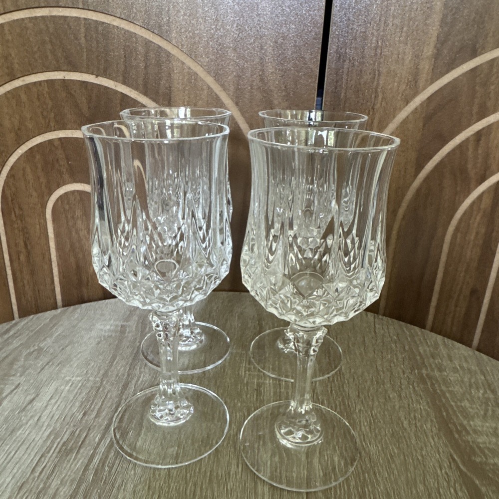Cristal D'Arques Longchamp Water Goblets, Set of 4, Vintage Wine Glasses